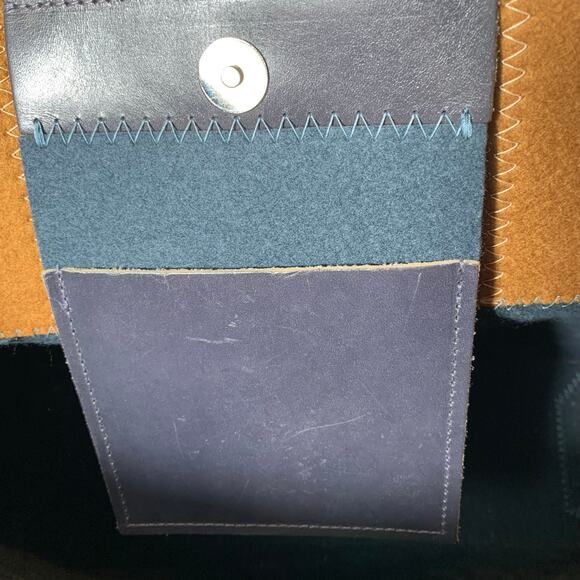 Womens Graf Lantz Jaunt Merino Wool Midi Tote Blue and Tan OS EUC! - Picture 6 of 6